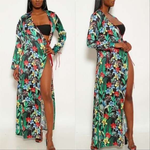 Duster Kimono Floral Cover up - JIAO - Picture 2 of 4